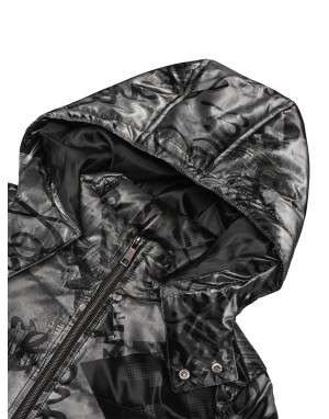Printed Boys Jacket Printed Metallic Black Jacket 